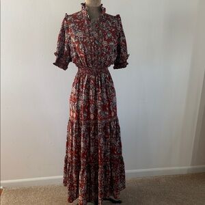 Max Studio- Women’s Floral Burgundy Maxi Dress Size XS